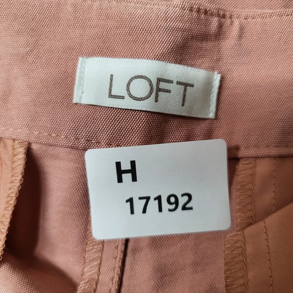 LOFT Women Pants 6 Pink‎ Nylon Rayon Ankle Wide-Leg Button 25